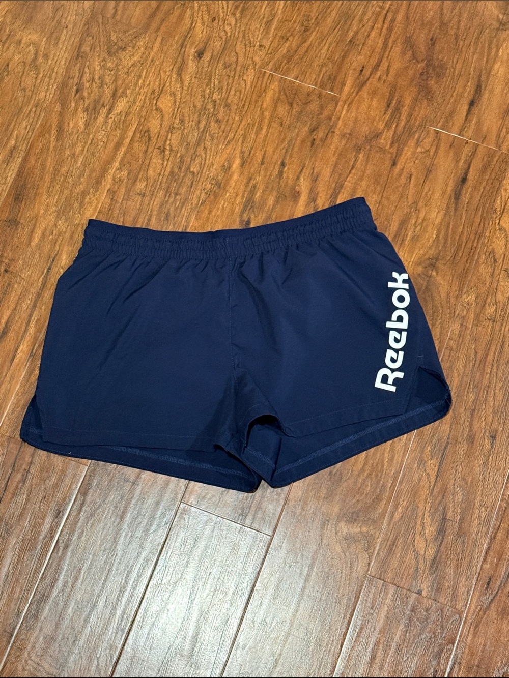 Reebok Navy Women's Athletic Running Shorts with White Logo